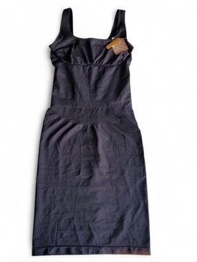 Sleeveless Black Square Neck Midi Dress (Shapewear) With Compression XL-XXL